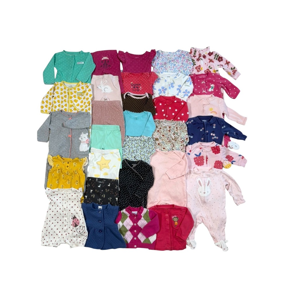 Baby Girl Clothing Lot Size 3M 6M Carters Okie Dokie Jumping Beans 31pc Bodysuit